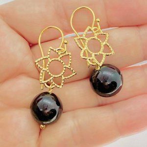 925 SS 14k gold plated healing stone earrings